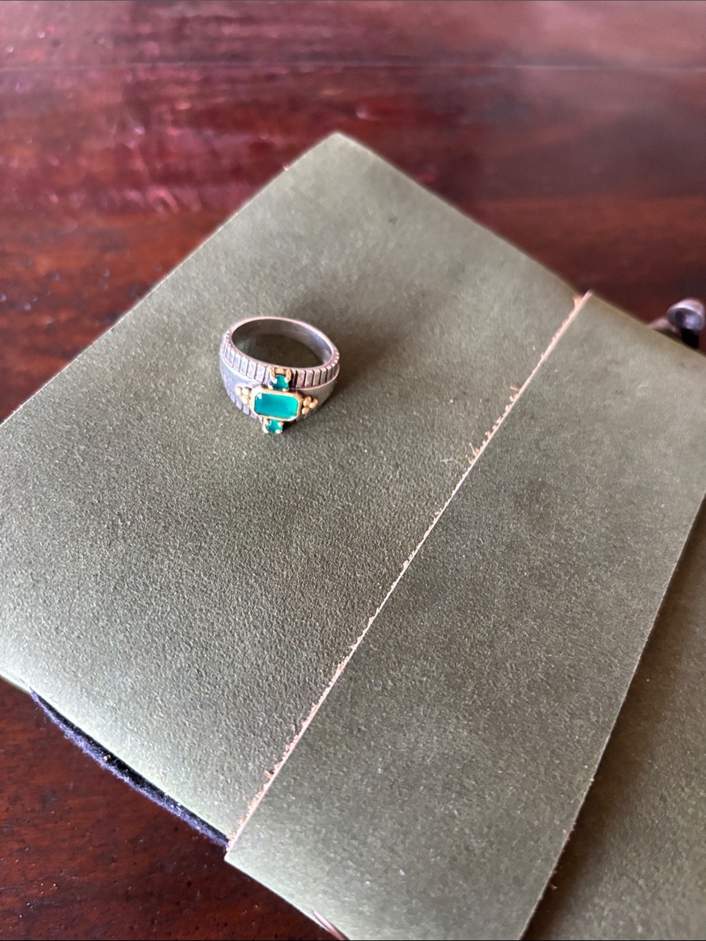Sterling Silver Ring with Green Gemstone